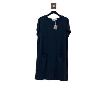 Sigrid Olsen Perfect T-Shirt Dress Black Charcoal NWT Minimalist Lagenlook  
 XL